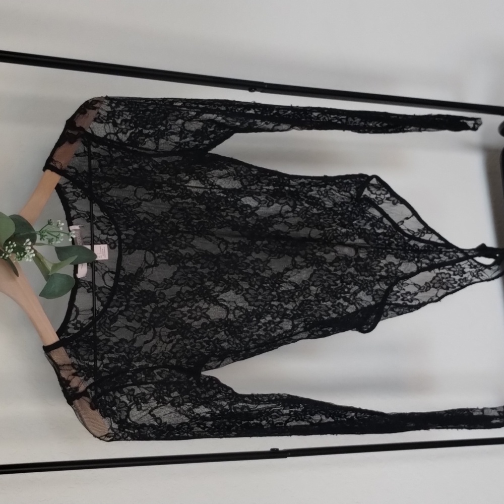 Forever 21 Sheer Black Lace Bodysuit